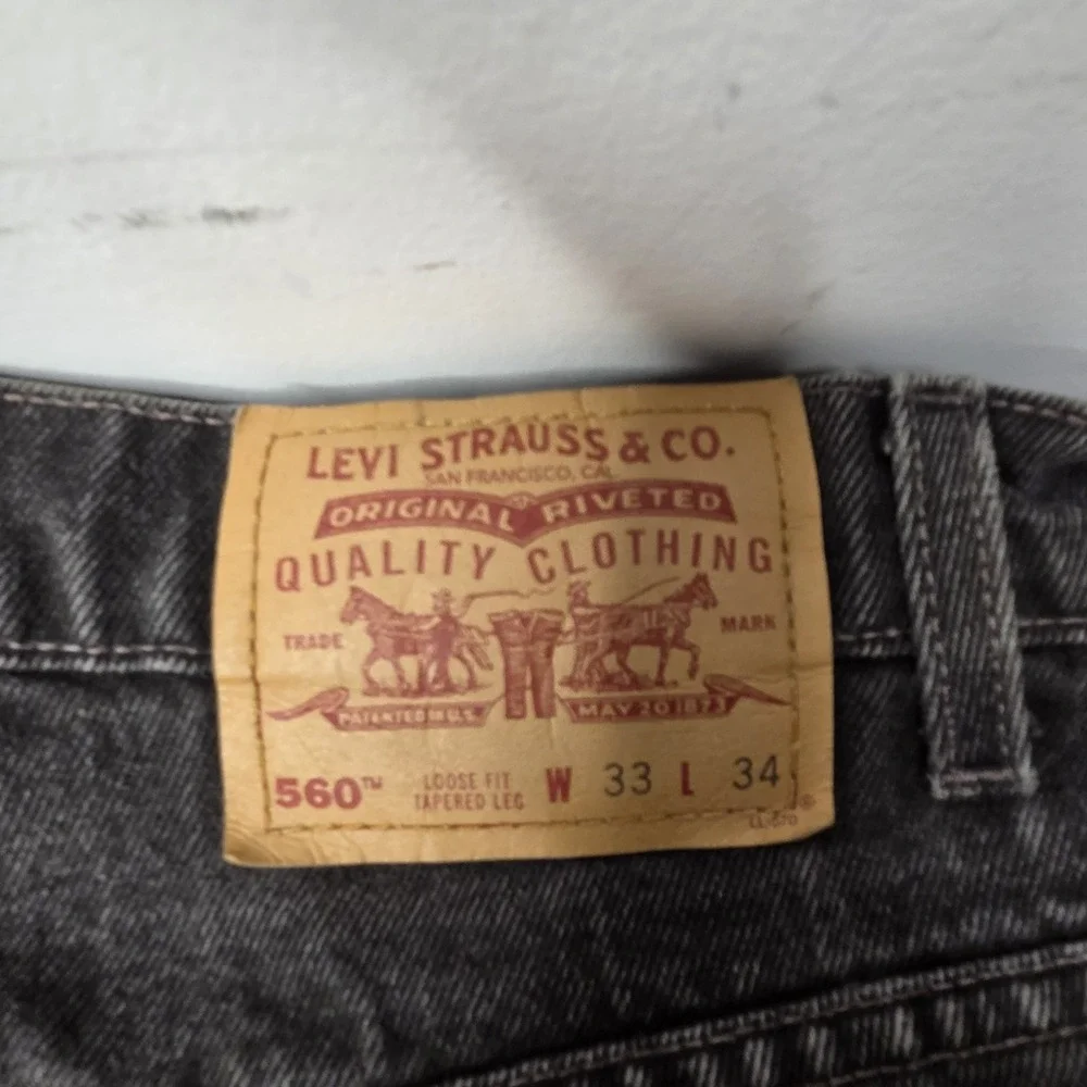Levis 560 Loose Fit‎ Tapered Leg Jeans Mens 33x34 Faded Black Vintage Denim